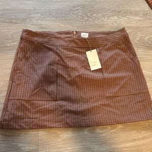 a new day A-Line Brown/Red/Pink Checkered Skirt